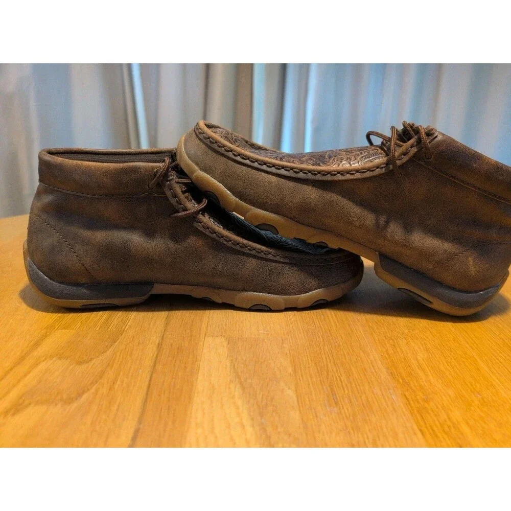Twisted X Women's Sz 8 Tooled Chukka Driving Mocs Boots Leather Western WDM0079